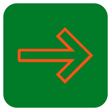 Ok sağ düz vektör simgesi kare