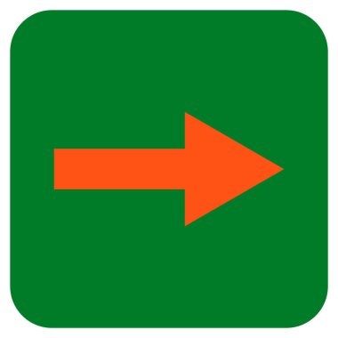 Ok sağ düz vektör simgesi kare