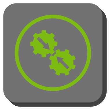 Dişli Tümleştirme yuvarlak kare vektör simgesi