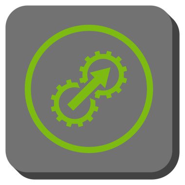 Dişli Tümleştirme yuvarlak kare vektör simgesi