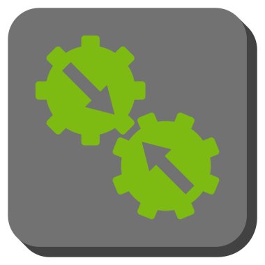 Dişli Tümleştirme yuvarlak kare vektör simgesi