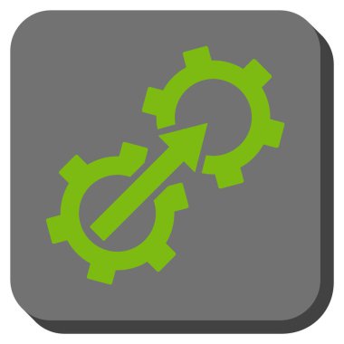 Dişli Tümleştirme yuvarlak kare vektör simgesi