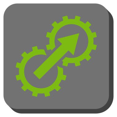 Dişli Tümleştirme yuvarlak kare vektör simgesi