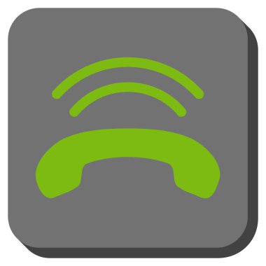 Telefonun çaldığını yuvarlak kare vektör simgesi