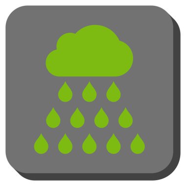 Yağmur bulutu yuvarlak kare vektör simgesi