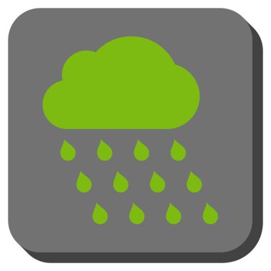 Yağmur bulutu yuvarlak kare vektör simgesi