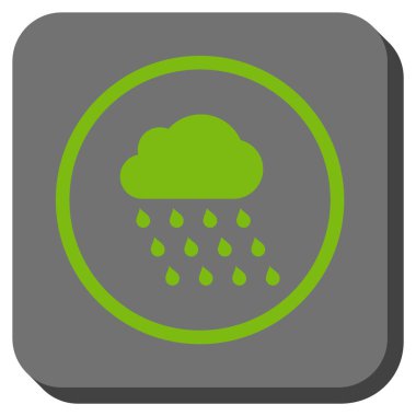 Yağmur bulutu yuvarlak kare vektör simgesi