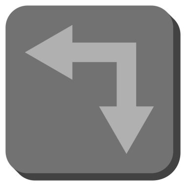 Bifurkasyon ok sol aşağı kare vektör simge yuvarlak