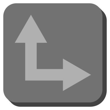 Bifurkasyon ok sağa yukarı yuvarlak kare vektör simgesi