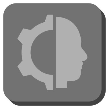 Cyborg dişli yuvarlak kare vektör simgesi