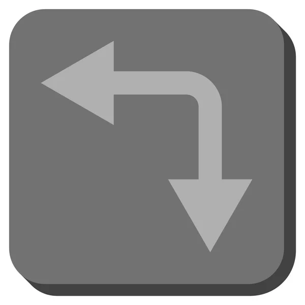 Bifurcação Seta esquerda para baixo arredondado vetor quadrado ícone — Vetor de Stock