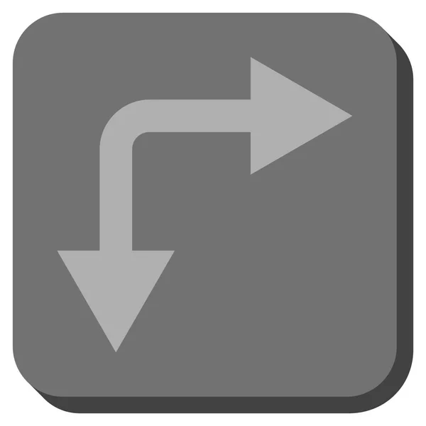 Bifurcação seta direita para baixo arredondado vetor quadrado ícone — Vetor de Stock