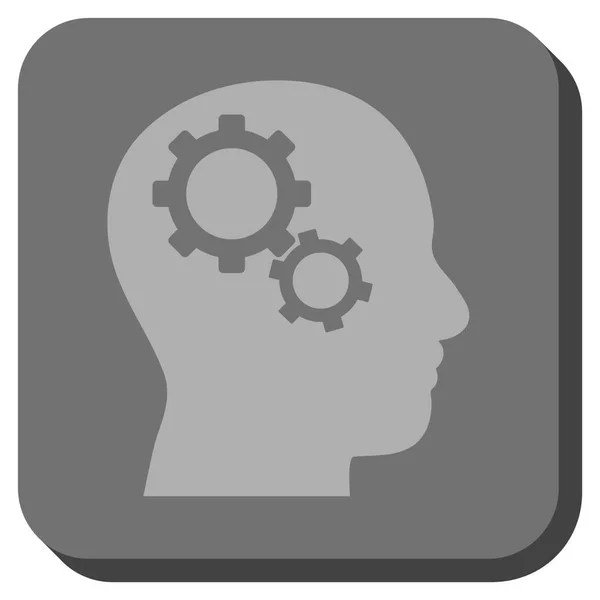 Mozku Gears zaoblený čtverec vektorové ikony — Stockový vektor
