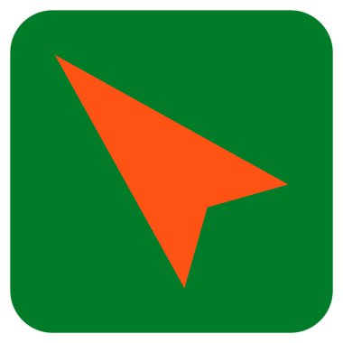 Ok ucu sol yukarı düz kare vektör simgesi