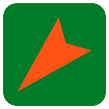 Ok ucu sol aşağı düz kare vektör simgesi