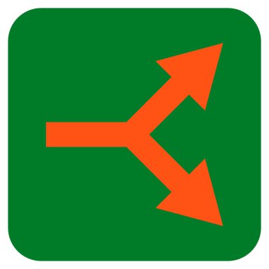 Bifurkasyon ok sağ düz vektör simgesi kare