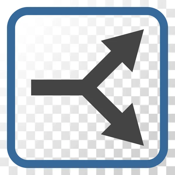 Bifurkace šipka vpravo vektorové ikony v rámečku — Stockový vektor