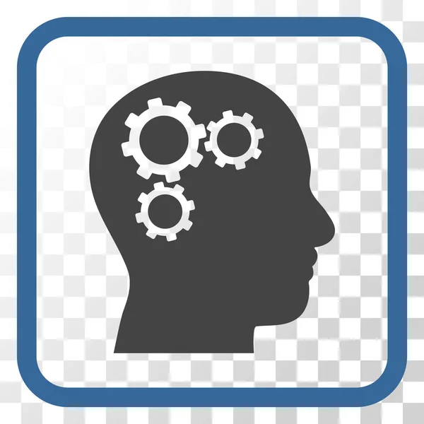 Brain Gears Vector Icon In a Frame — Stock Vector