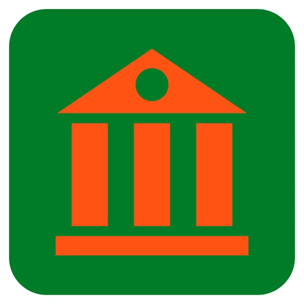 Bank Building Flat Squared Vector Icon — Stock Vector
