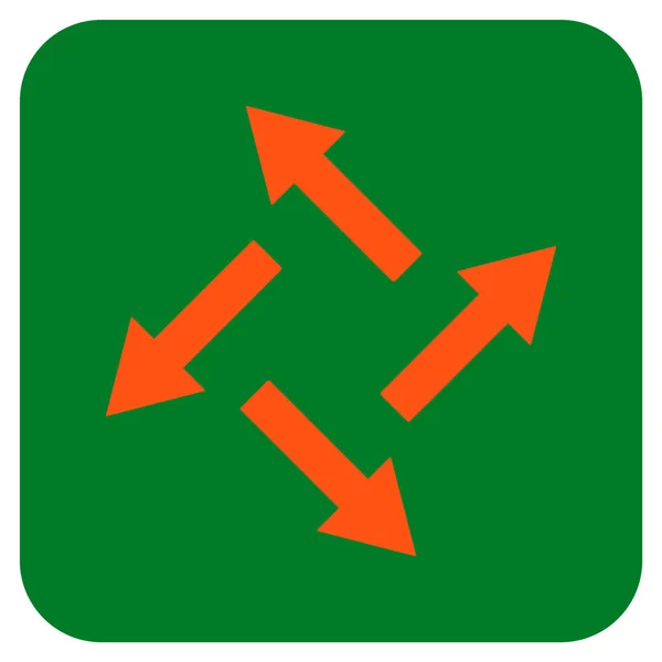 Flechas centrífugas Icono de vector cuadrado plano — Vector de stock