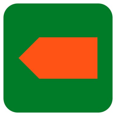 Düz sol yön vektör simgesi kare