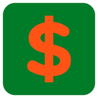 Doları düz kare vektör simgesi