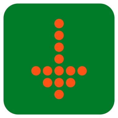 Noktalı ok aşağı düz kare vektör simgesi