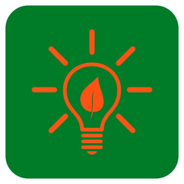 Eko ampul düz kare vektör simgesi