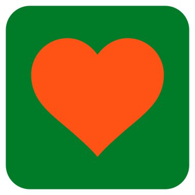 Aşk kalp düz kare vektör simgesi