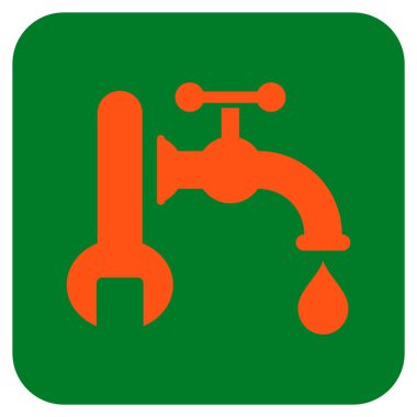 Sıhhi tesisat düz kare vektör simgesi