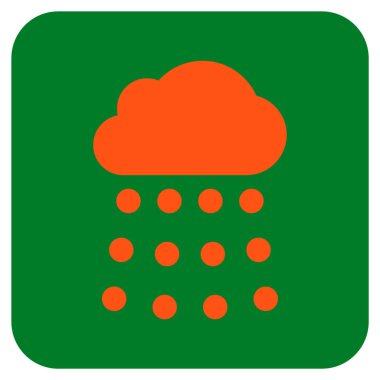 Yağmur bulutu düz kare vektör simgesi