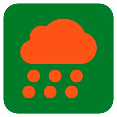 Yağmur bulutu düz kare vektör simgesi