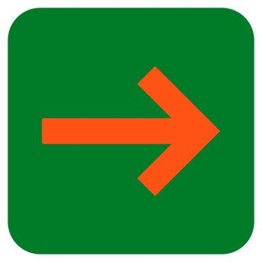 Sağ ok düz kare vektör simgesi