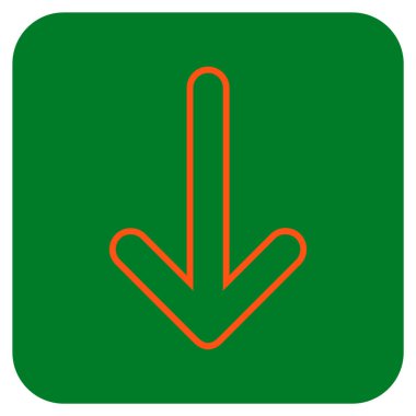 Düz aşağı yönlü ok vektör simgesi kare