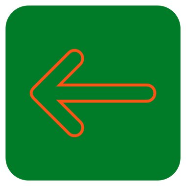 Ok sol düz kare vektör simgesi yuvarlak