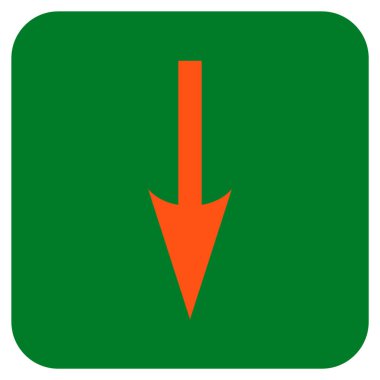 Düz kare vektör simgesi aşağı ok keskin