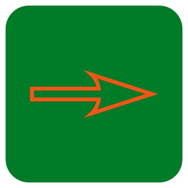 Keskin ok sağ düz vektör simgesi kare