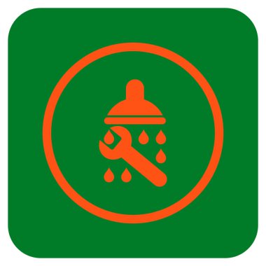 Duş sıhhi tesisat düz kare vektör simgesi