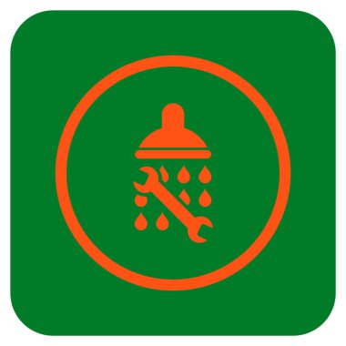 Duş sıhhi tesisat düz kare vektör simgesi