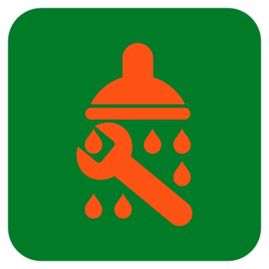 Duş sıhhi tesisat düz kare vektör simgesi