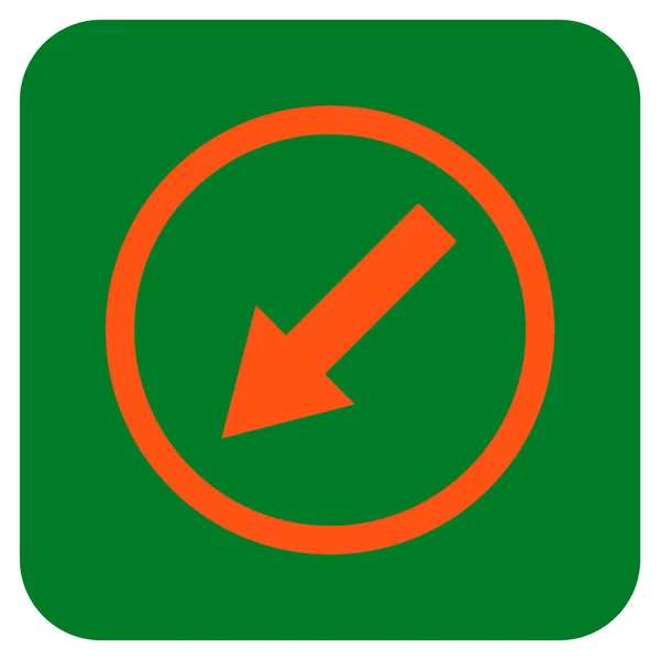 Flecha Redonda Abajo-Izquierda Icono Vector Plano Cuadrado — Vector de stock