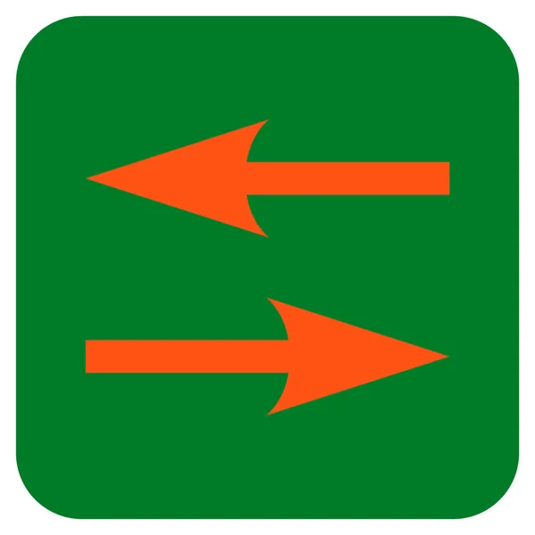 Horizontal Exchange Arrows Icono de vector cuadrado plano — Vector de stock