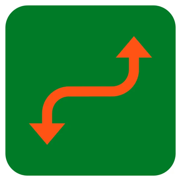 Ícone de vetor quadrado plano de seta curva oposta —  Vetores de Stock