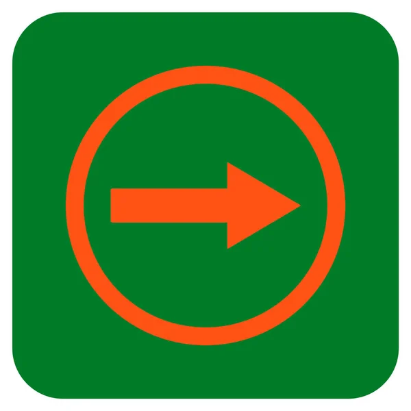 Icono de vector cuadrado plano de flecha redondeada derecha — Vector de stock