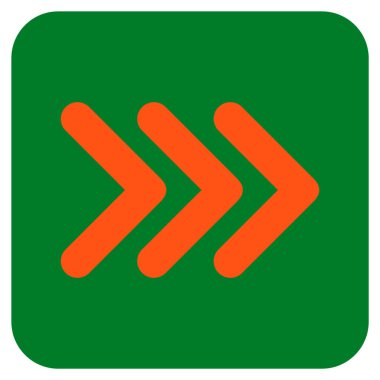 Sağa üçlü ok ucu düz vektör simgesi kare