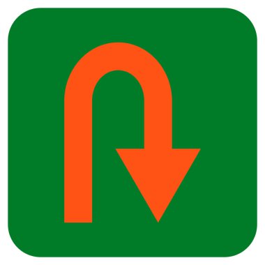 U dönüş düz kare vektör simgesi