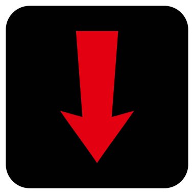 Düz aşağı ok vektör simgesi kare