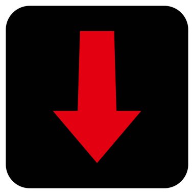 Düz aşağı ok vektör simgesi kare