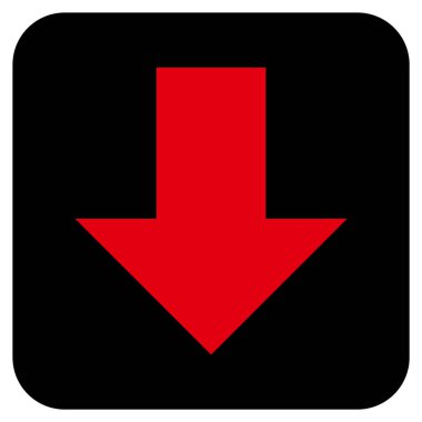 Düz aşağı ok vektör simgesi kare