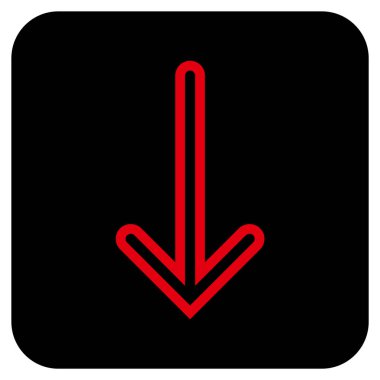 Düz aşağı ok vektör simgesi kare